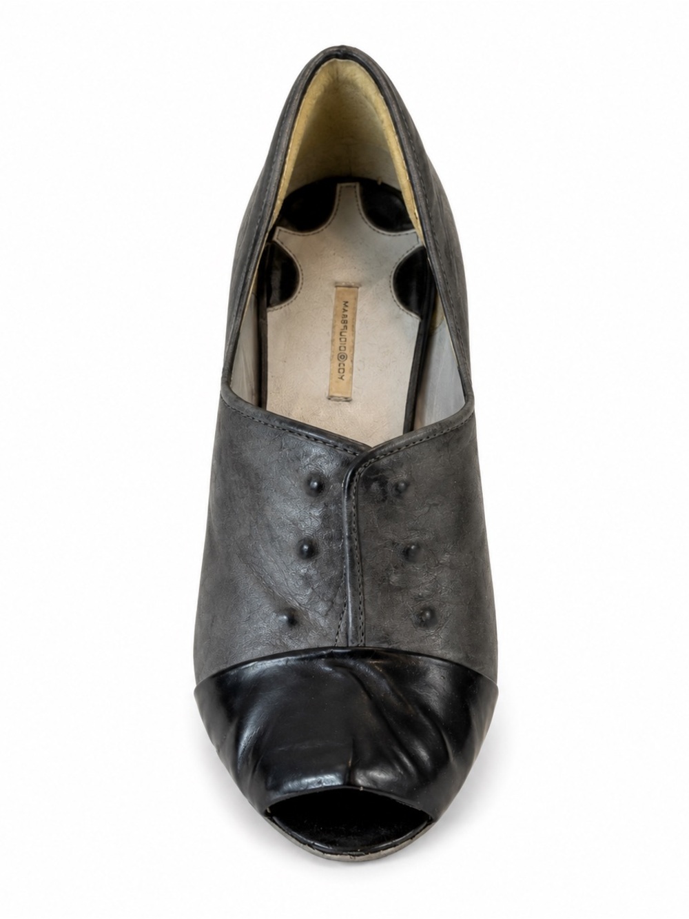 Max Studio Two-Tone Black and Gray Peep-Toe Heel
SW